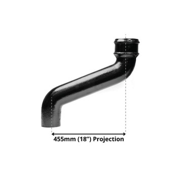75mm X 450mm Cast Iron Painted Downpipe Offset