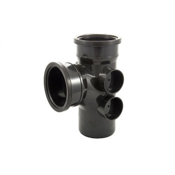 110mm D/S Black Soil Pipe 90deg Bossed Junction