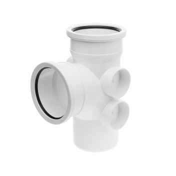 110mm D/S WHITE Soil Pipe 90deg Bossed Junction