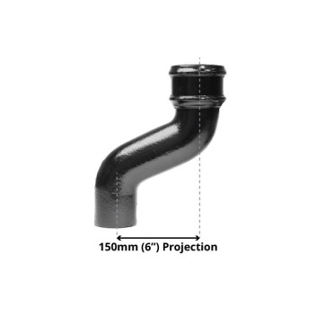 75mm X 150mm Cast Iron Downpipe Offset Painted Black